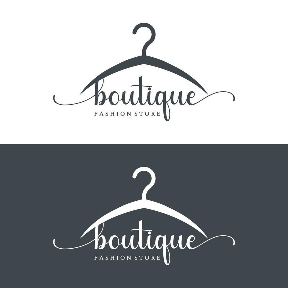 Simple coat hanger logo template design with creative idea.Logo for business, boutique, fashion, beauty. vector