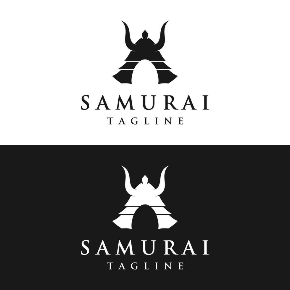 japonés samurai guerrero casco logotipo diseño con moderno editable vector ilustración.