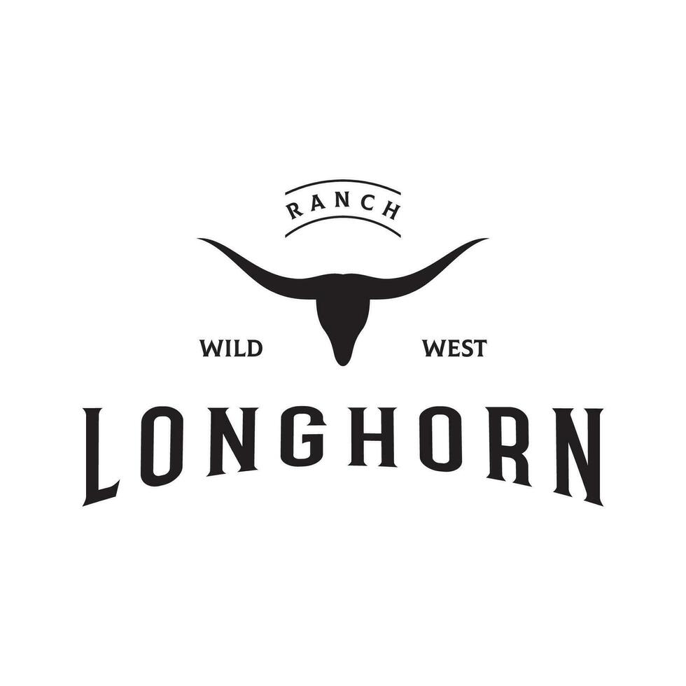 Longhorn Texas rancho salvaje Oeste animal logo diseño Clásico retro.logo para vaquero, ganado, insignia, restaurante. vector