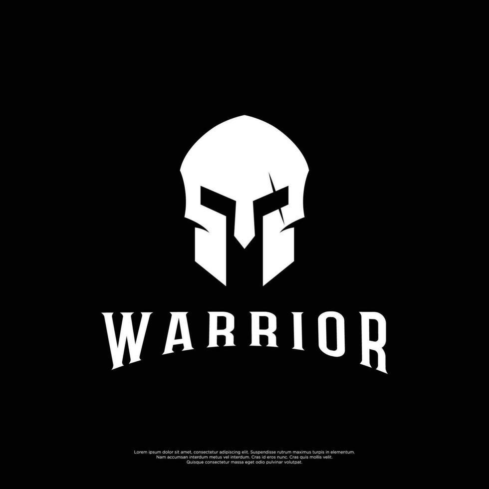 Simple Greek spartan warrior helmet Logo template design, with creative idea. vector