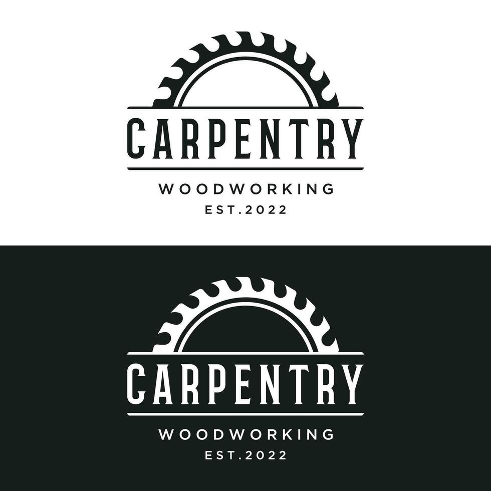 Wood saw premium logo template design with vintage carpentry tools.Logo for business, carpentry, lumberjack, label, badge. vector