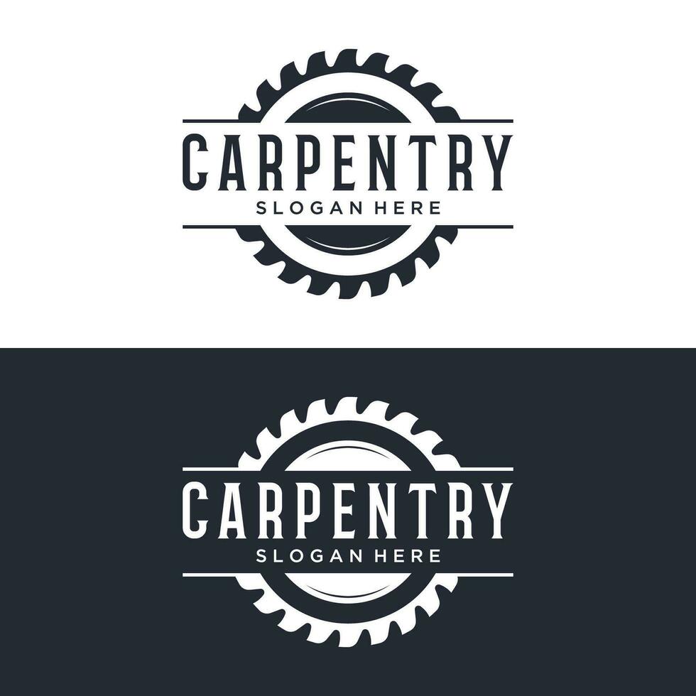 Wood saw premium logo template design with vintage carpentry tools.Logo for business, carpentry, lumberjack, label, badge. vector