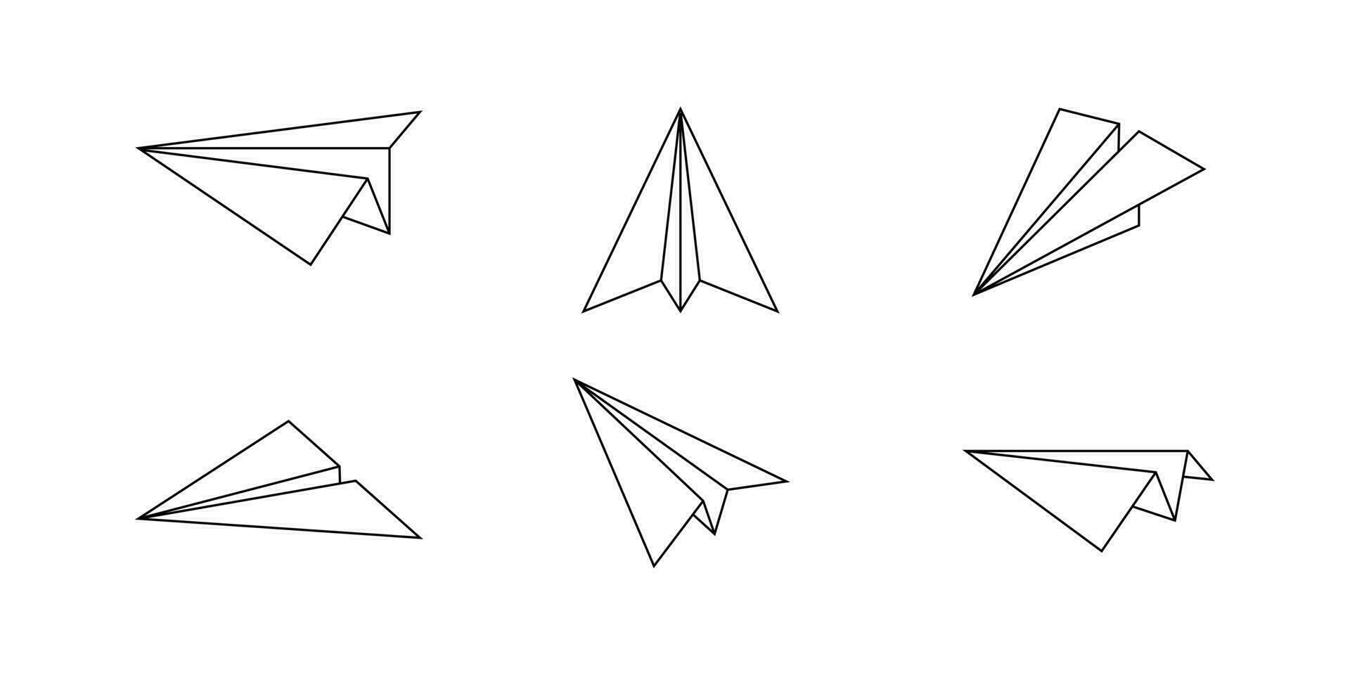 Set of paper airplane isolated vector