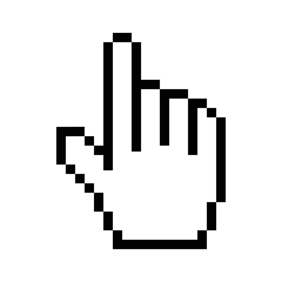 Pixelated hand icon. computer cursor symbol vector