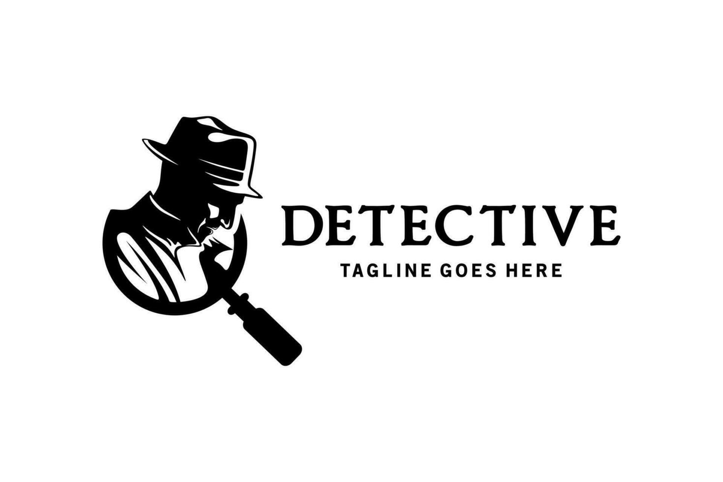 Detective man logo silhouette design with magnifying glass icon blend, detective man design inspiration vector