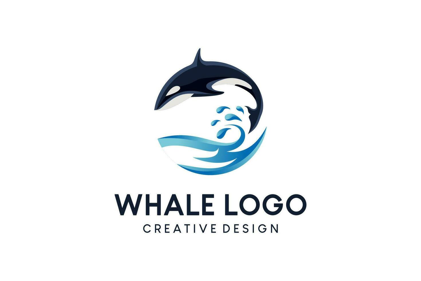 Whale logo design jumping over creative waves vector