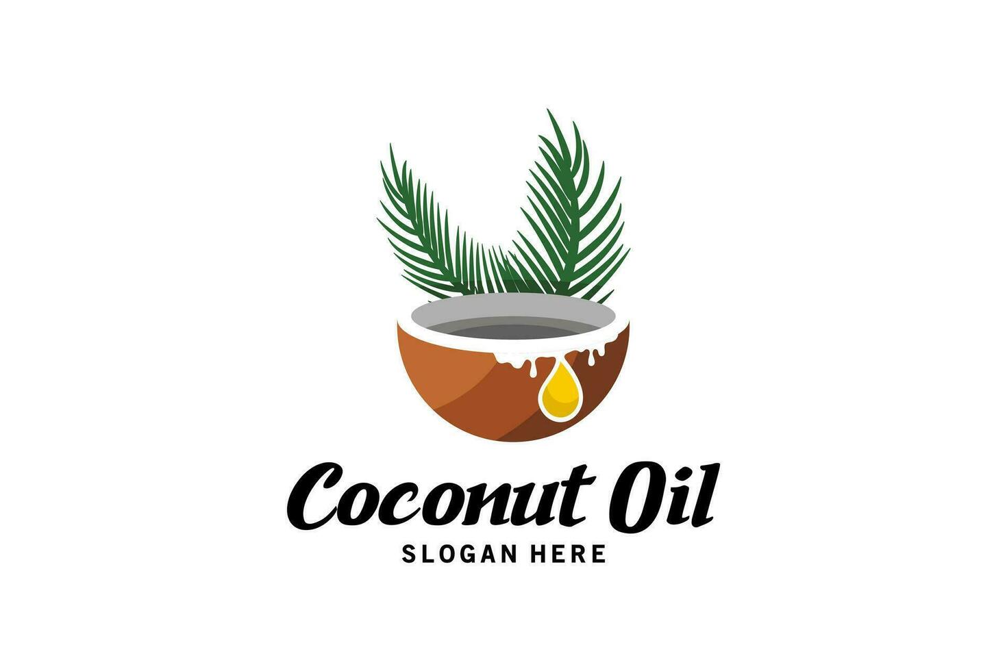 Pure natural coconut oil logo design vector