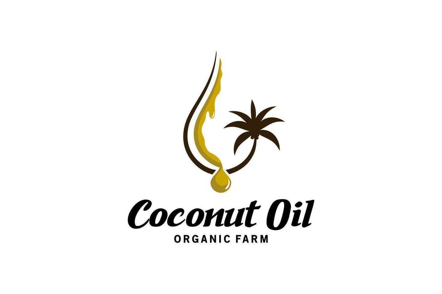 Coconut oil logo vector illustration design with pure oil droplet extract