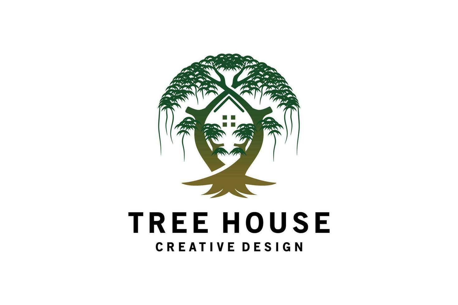 Tree house logo design with creative concept vector