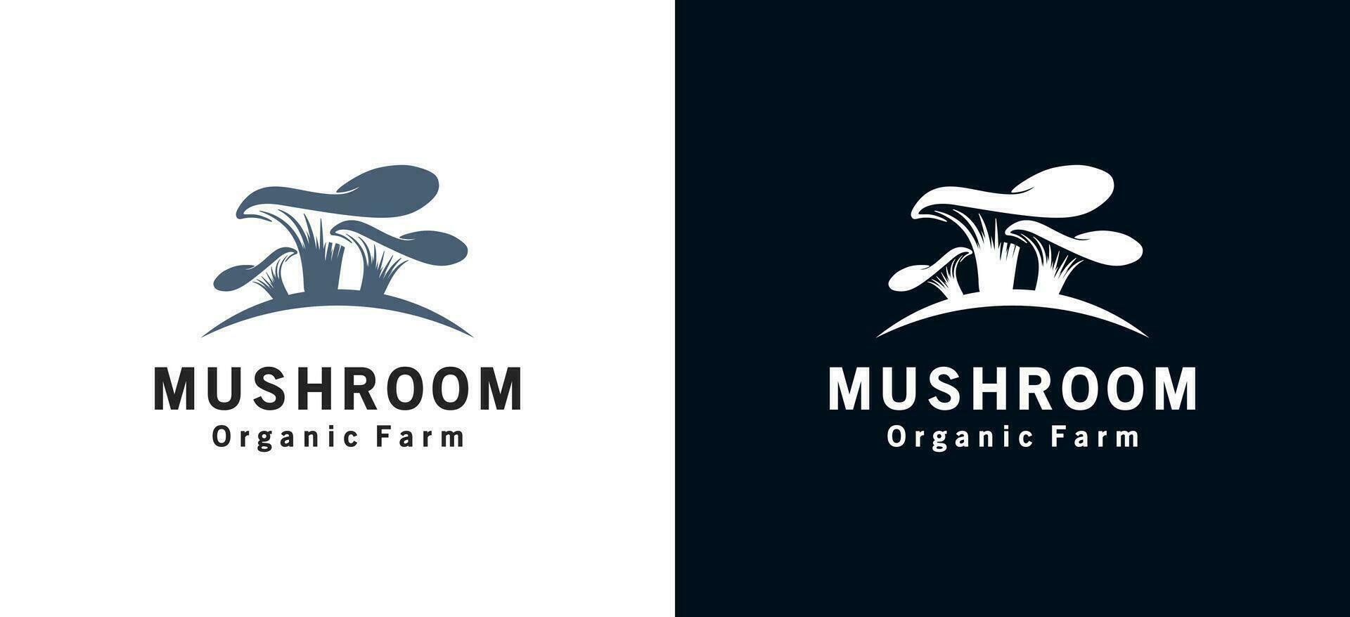 Oyster mushroom logo design, food consumption mushroom silhouette vector illustration