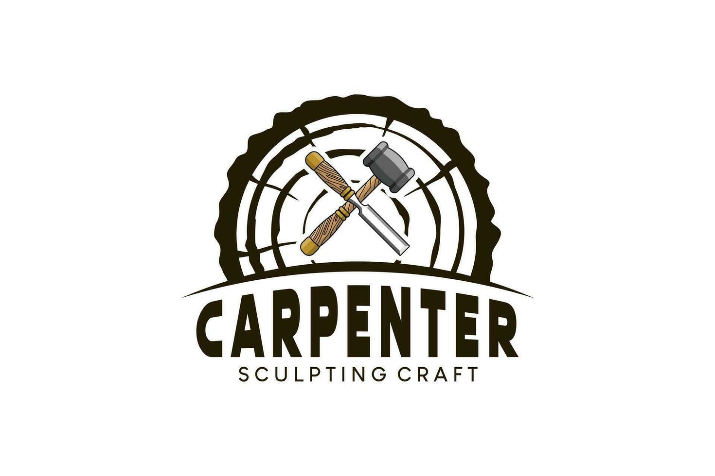 Vintage wood chisel logo design, carpenter craftsman logo vector illustration