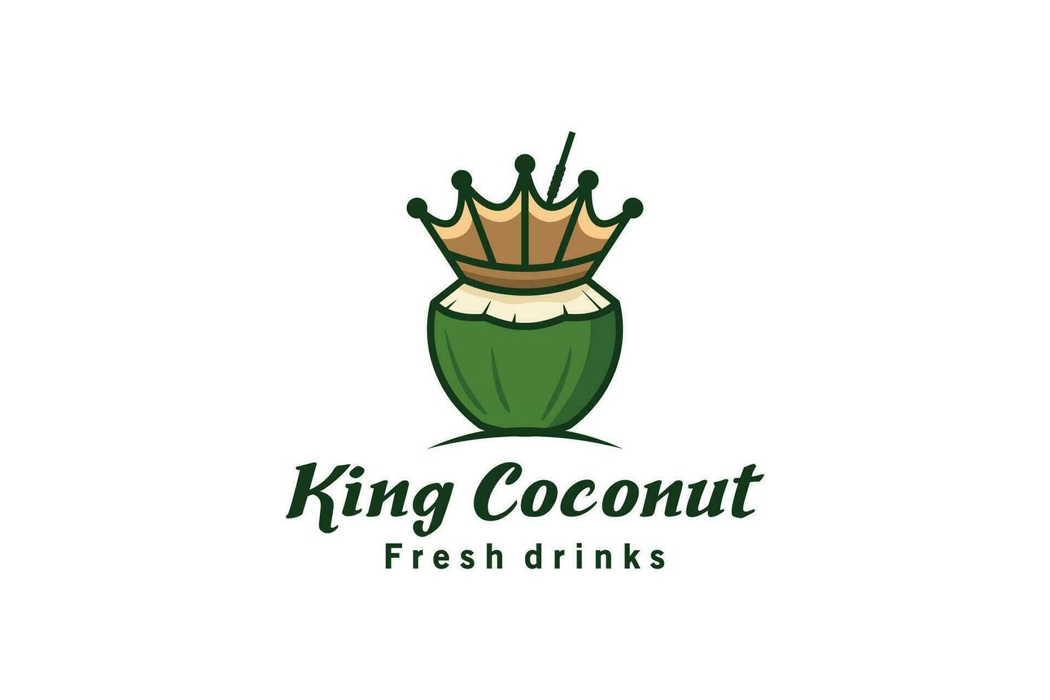 Coconut king logo design, pure coconut fruit drink template vector illustration