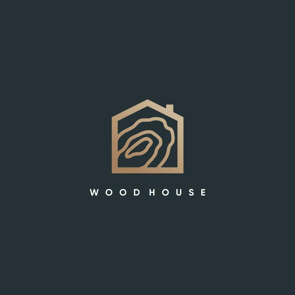 Wood house logo design with creative abstract concept vector