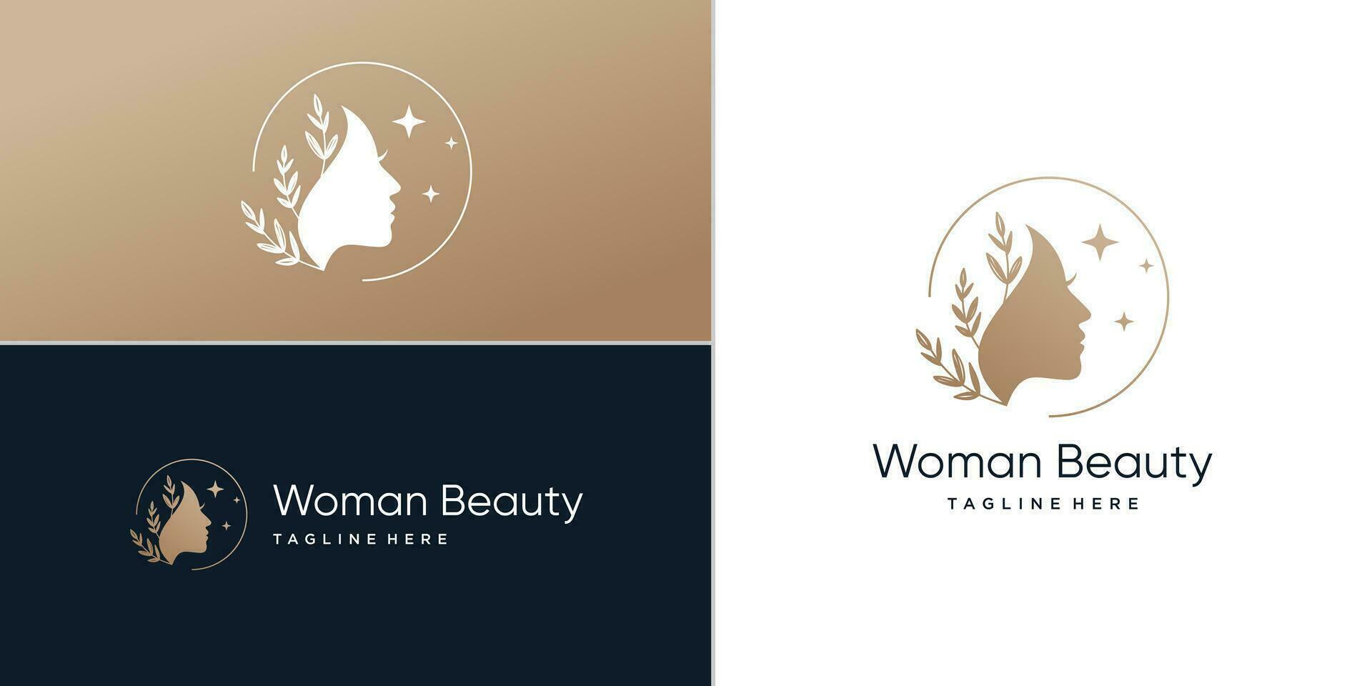 mujer logo diseño con creativo resumen idea vector