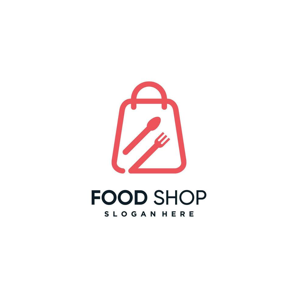 Food shop logo design concept with creative style vector