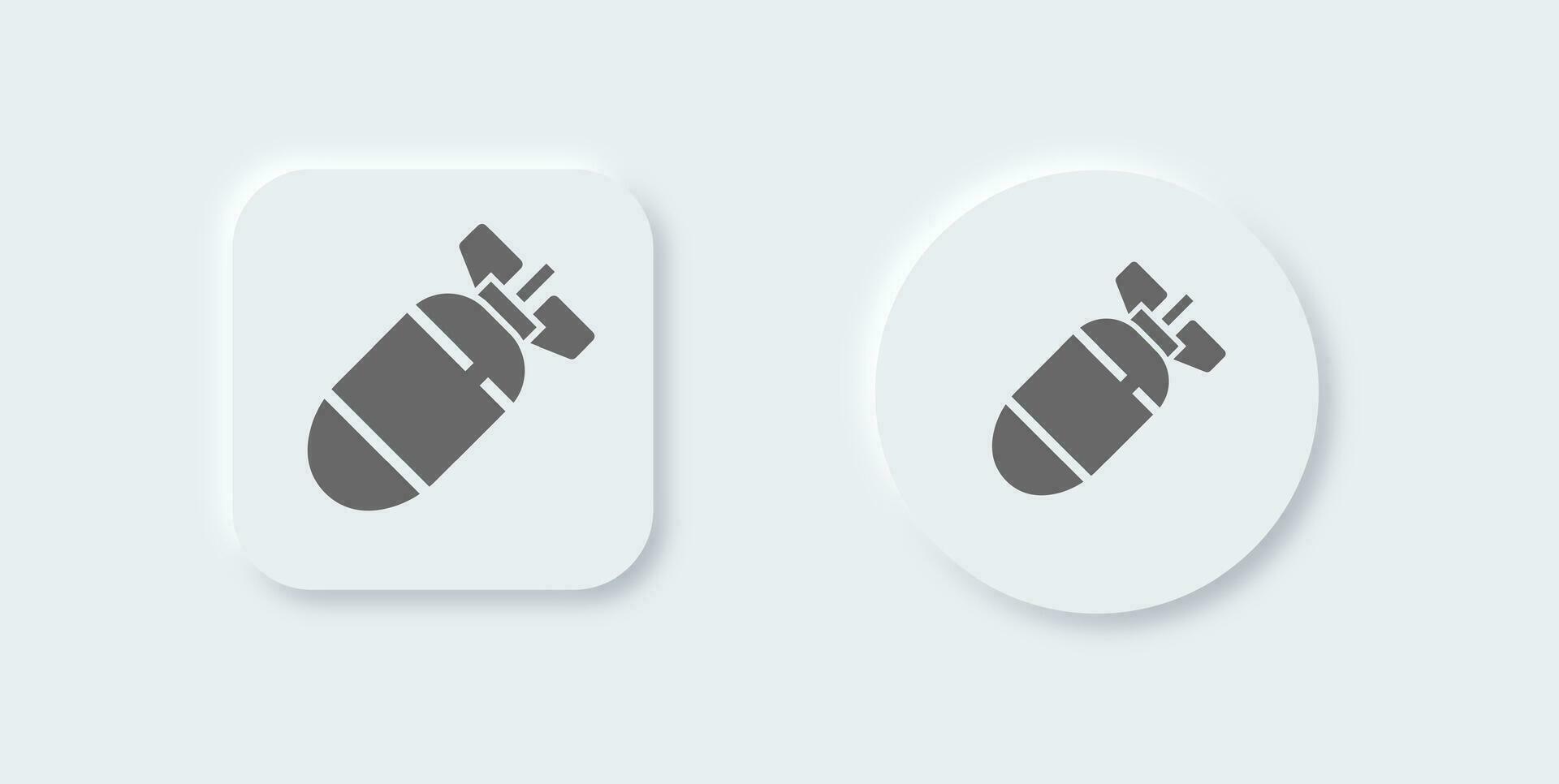 Nuclear solid icon in neomorphic design style. Bomb signs vector illustration.