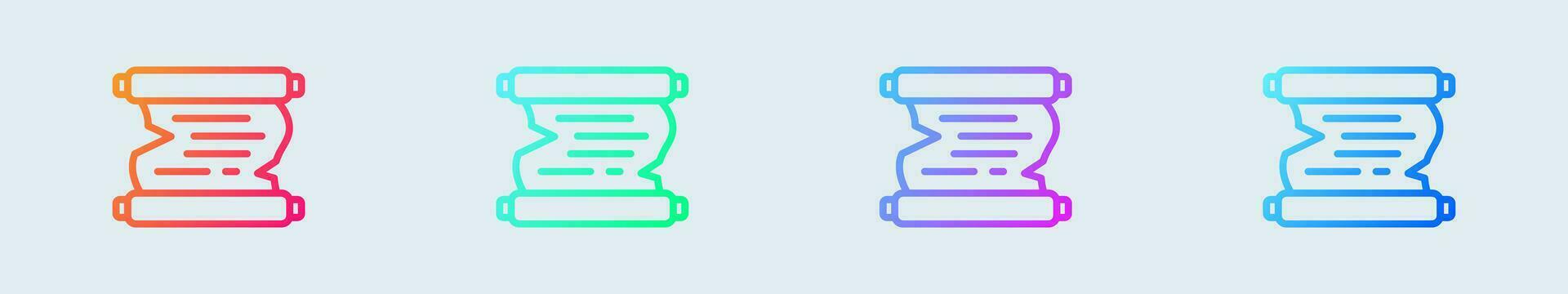 Scroll paper line icon in gradient colors. Old page signs vector illustration.