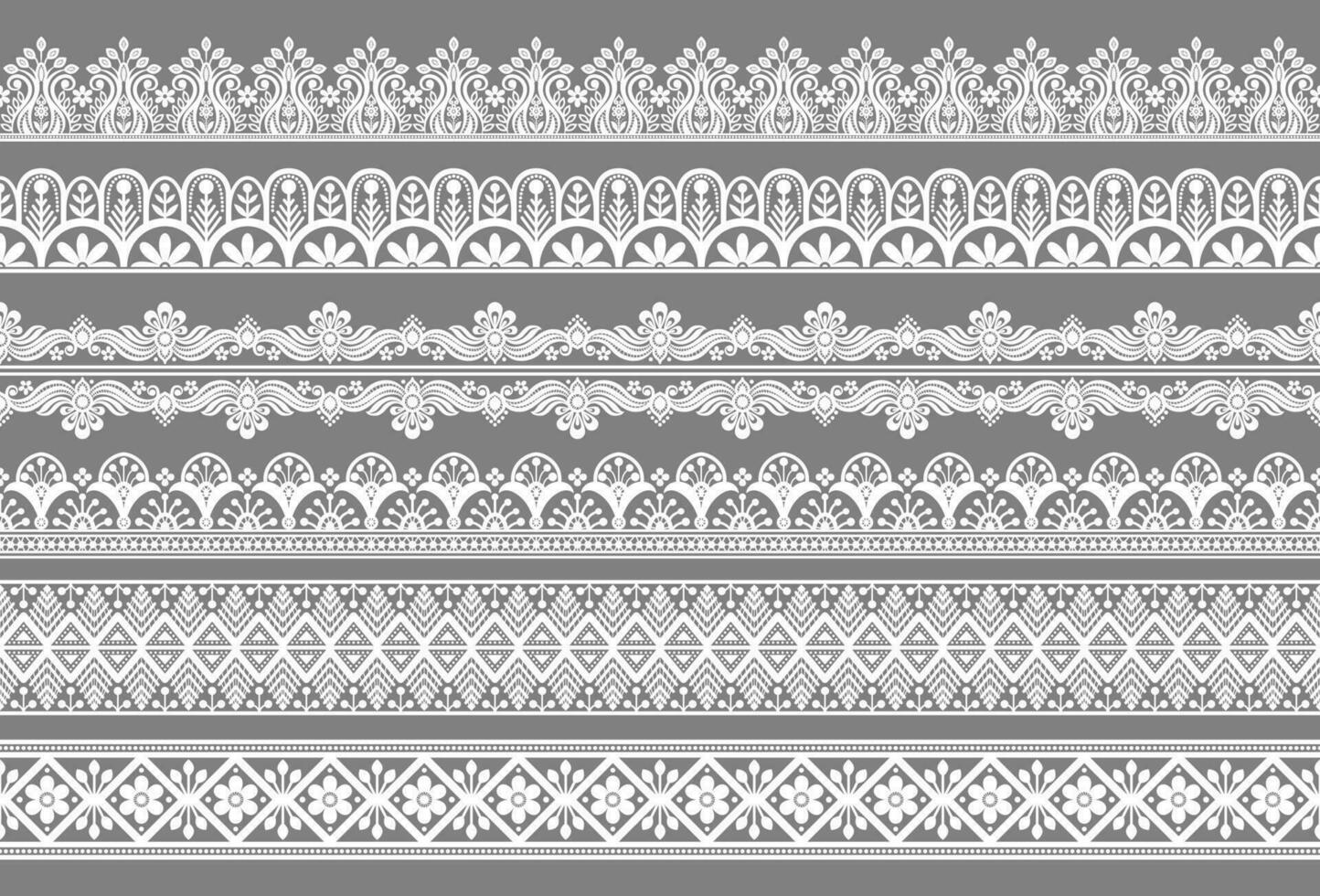 Vector set of floral elements. Seamless pattern for frames and borders. Used pattern brushes included.