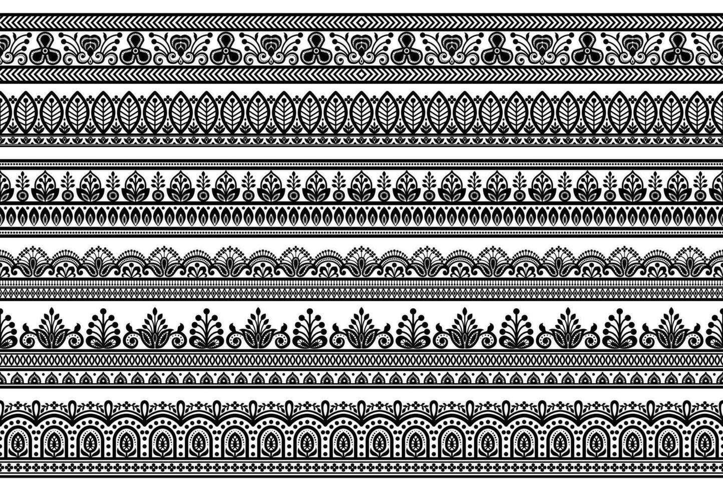 Vector set of floral elements. Seamless pattern for frames and borders. Used pattern brushes included.