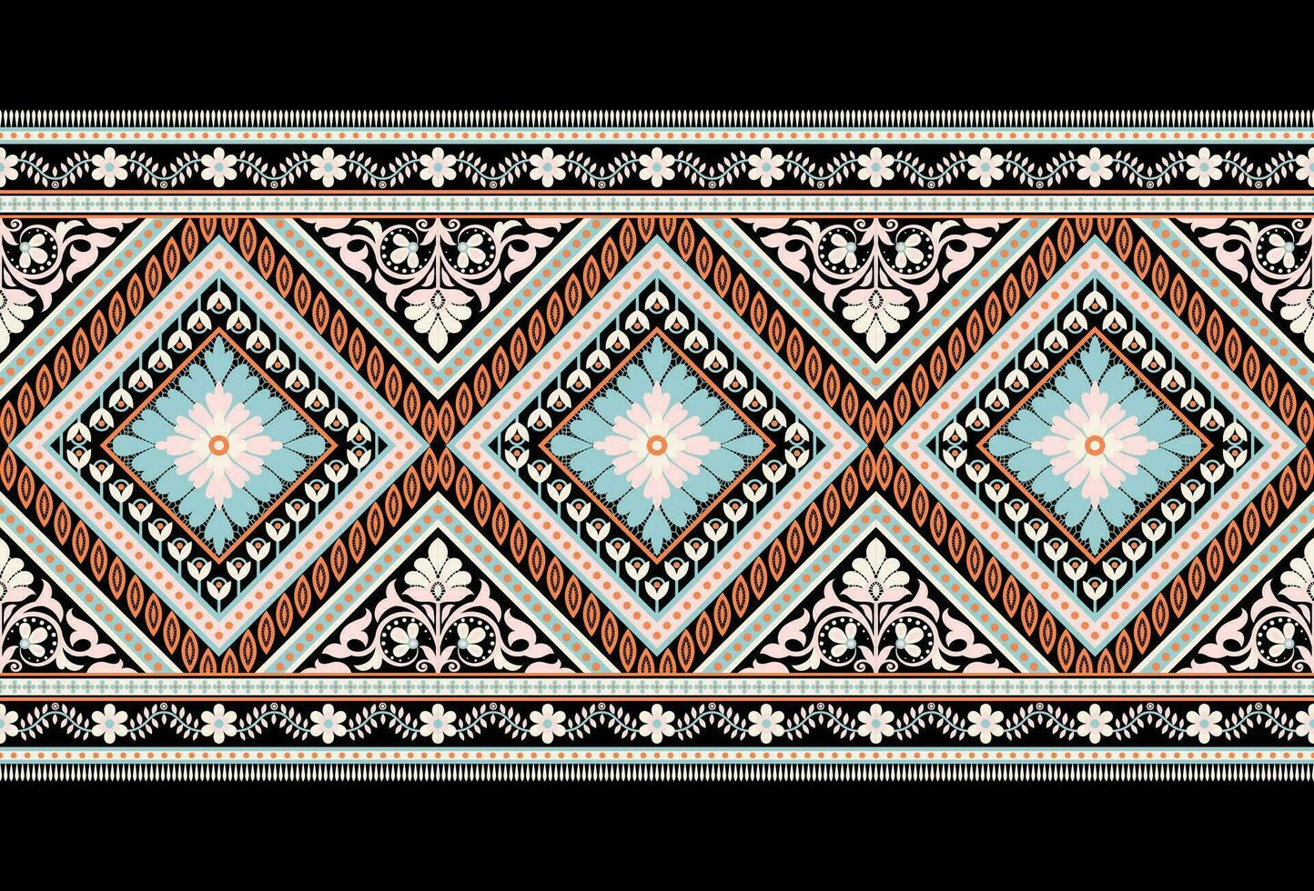 Geometric ethnic pattern seamless flower color oriental. seamless pattern. Design for fabric, curtain, background, carpet, wallpaper, clothing, wrapping, Batik, fabric Vector illustration.