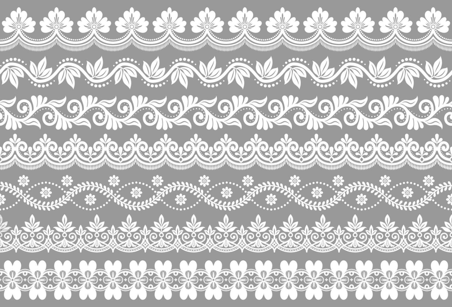 Vector set of floral elements. Seamless pattern for frames and borders. Used pattern brushes included.
