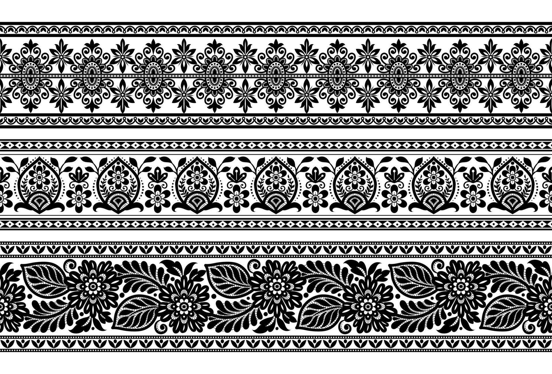 Vector set of floral elements. Seamless pattern for frames and borders ...