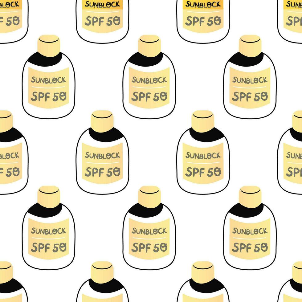 Sunblock bottle seamless pattern vector illustration isolated