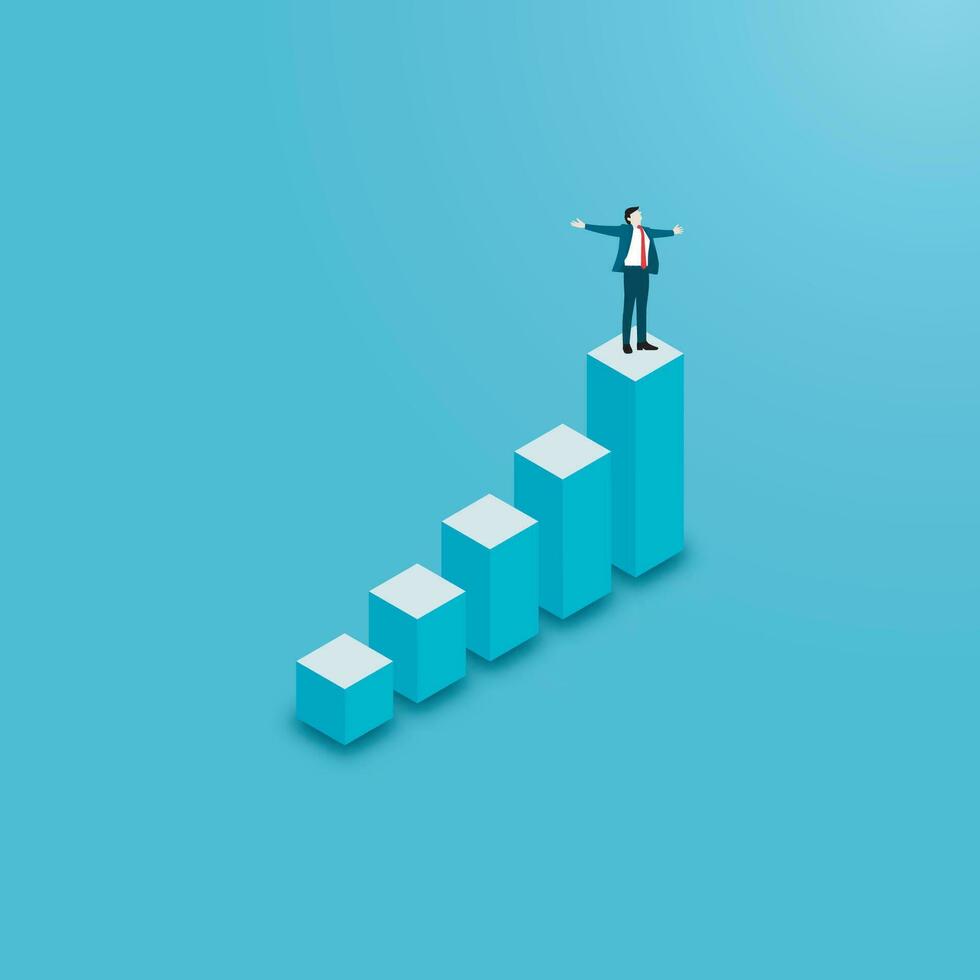 Happy businessman on stock diagram graph 24814790 Vector Art at Vecteezy