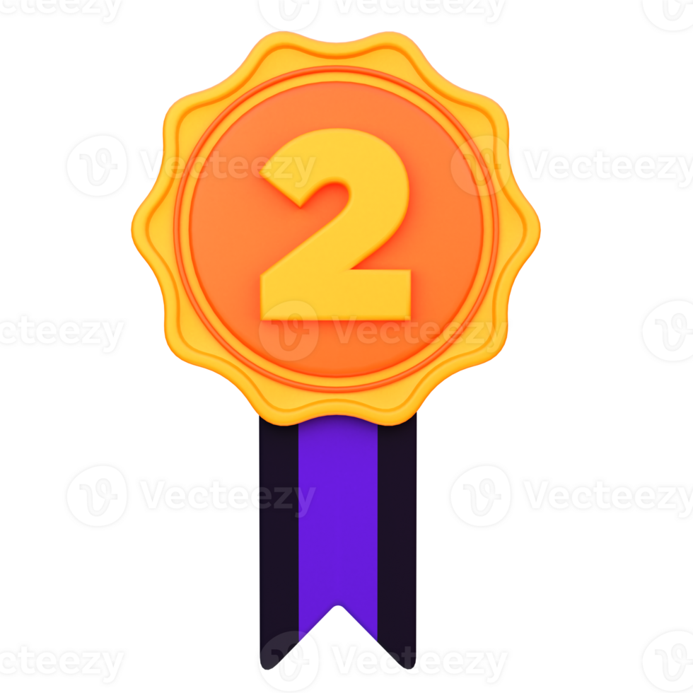 3d illustration medals, ribbon badge object png