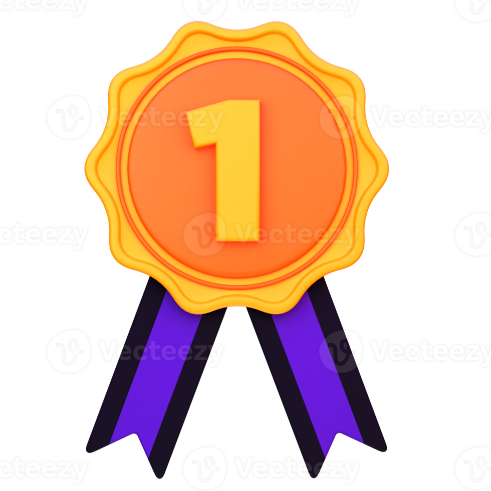 3d illustration medals, ribbon badge object png