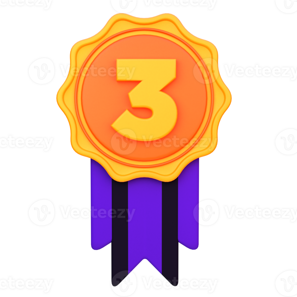 3d illustration medals, ribbon badge object png