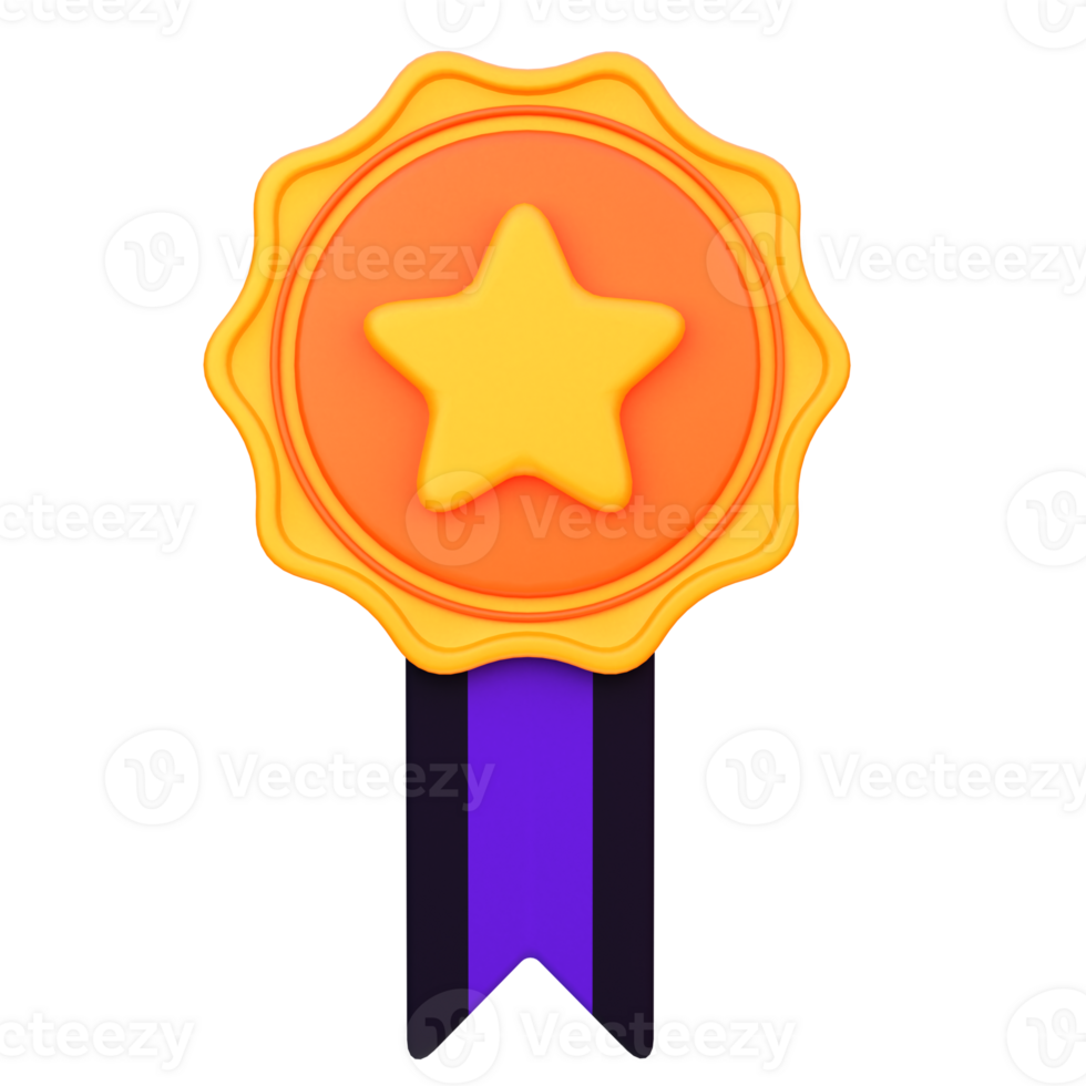 3d illustration medals, ribbon badge object png