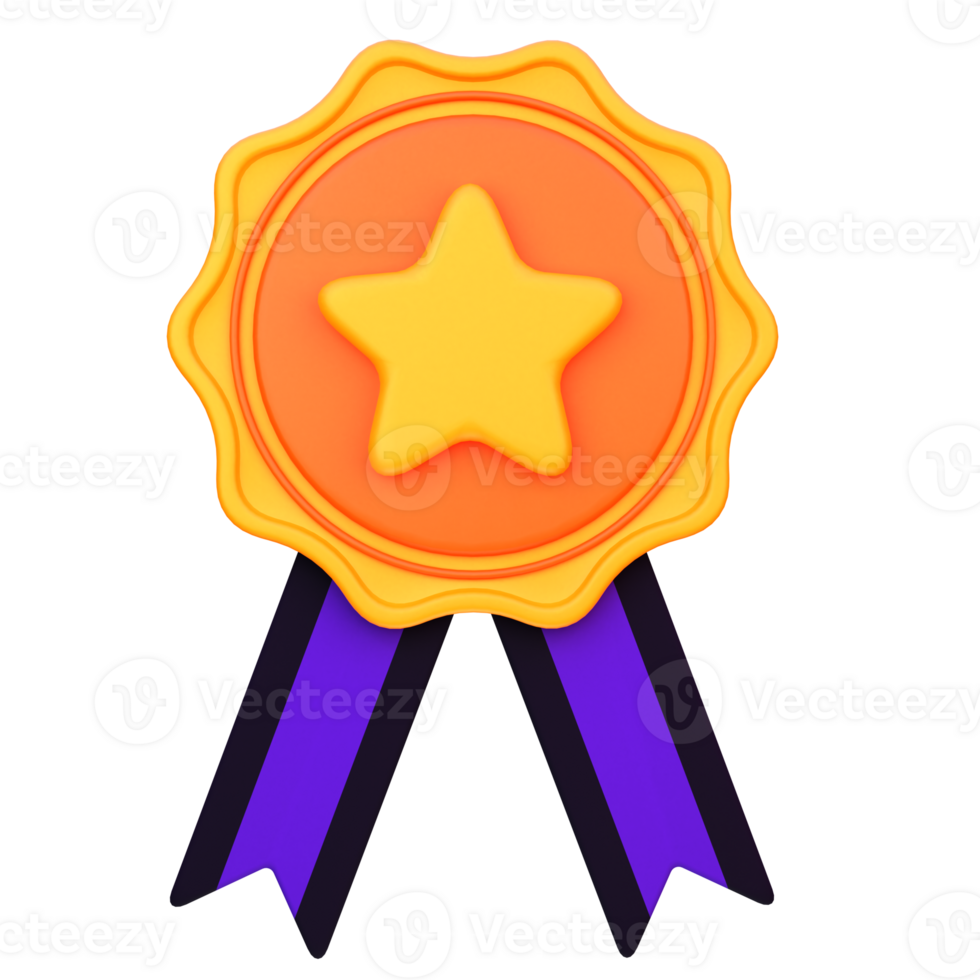 3d illustration medals, ribbon badge object png