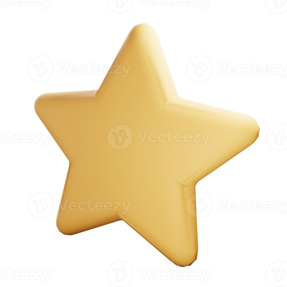 Star yellow 3d render icon on background. png