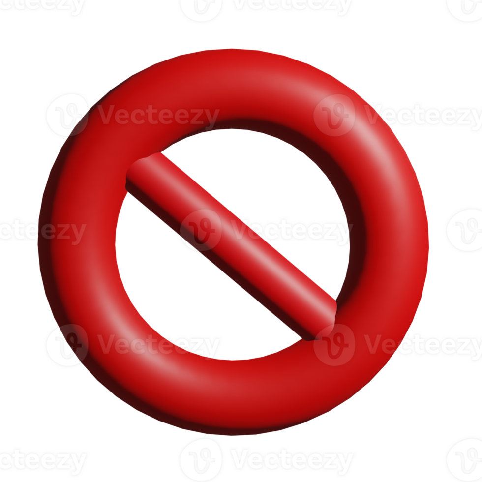 3d realistisch rood verboden teken icoon illustratie. png