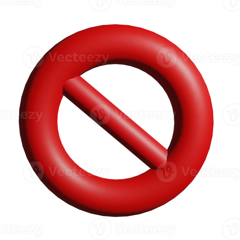 3d Realistic Red prohibited sign icon illustration. png