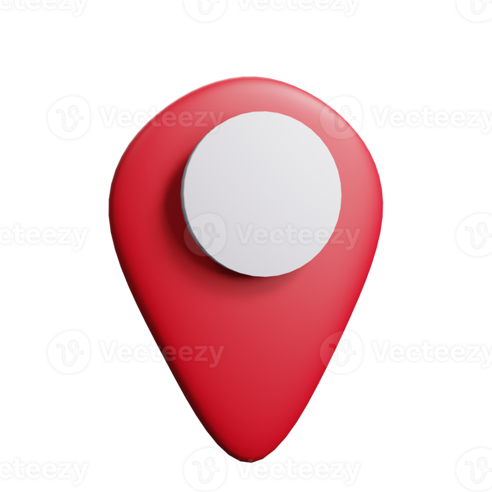 location pointer 3d render red map icon on background png
