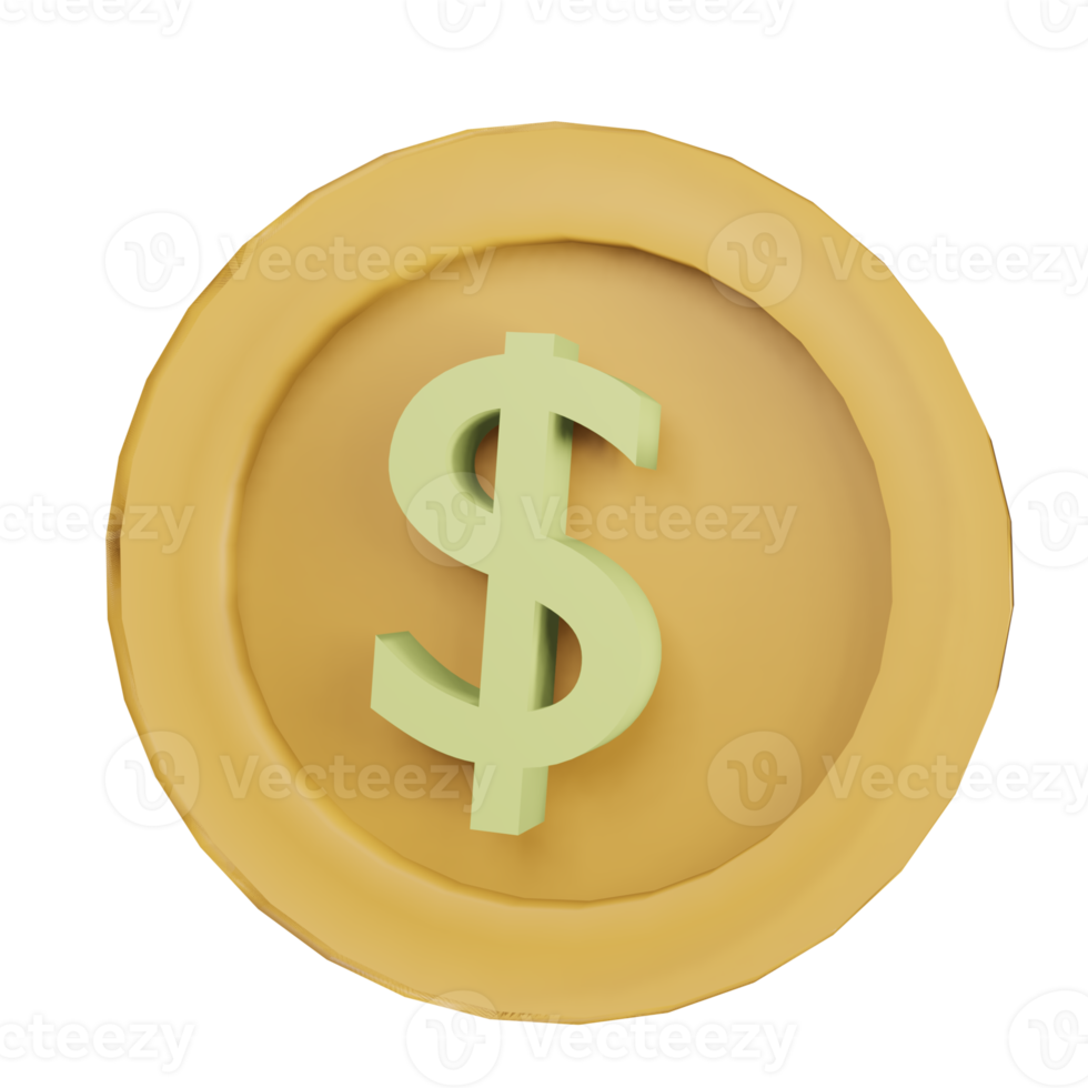Dollar Coin 3D isolated on background illustration. png