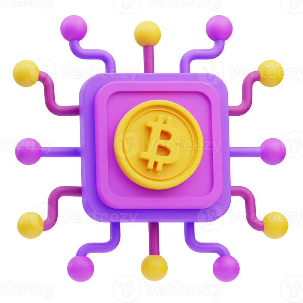 koppeling bitcoin cryptogeld 3d illustratie png