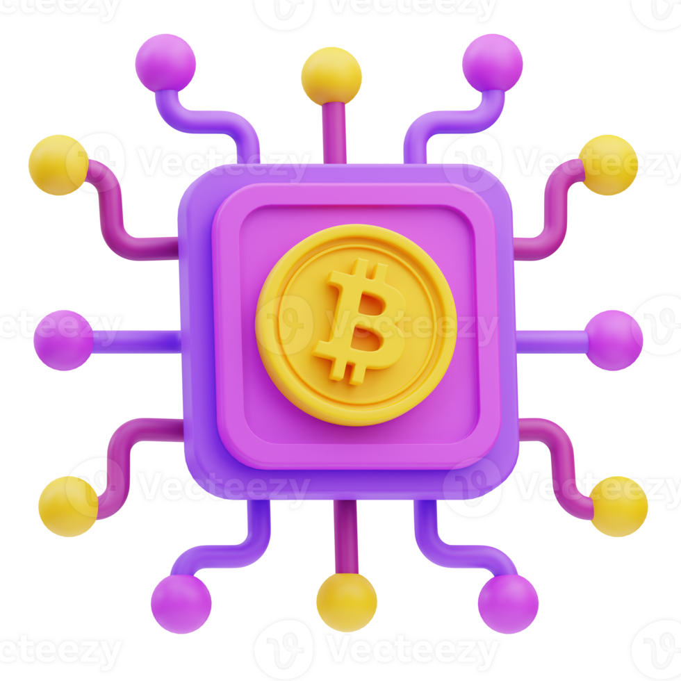 enlace bitcoin criptomoneda 3d ilustración png