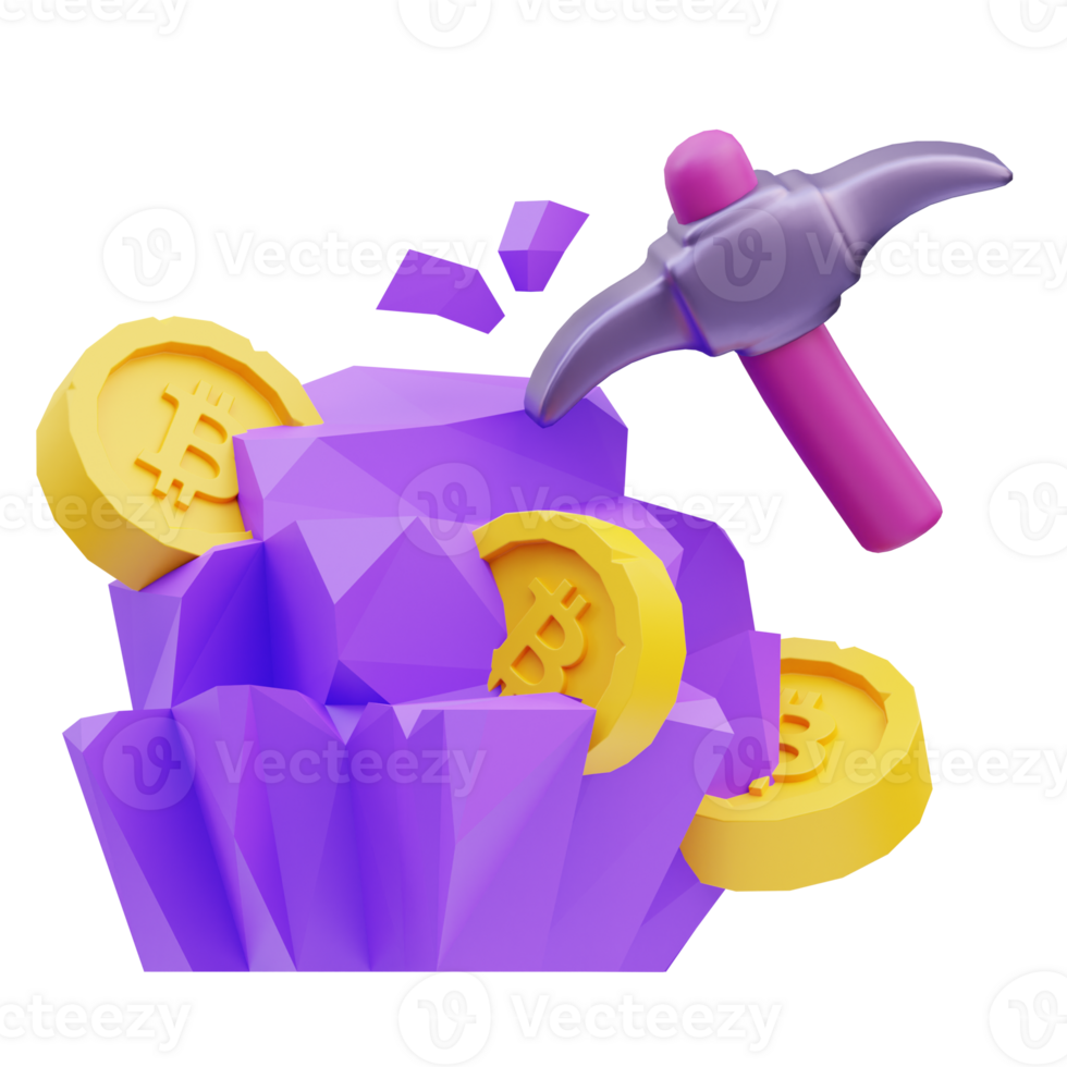 Mining bitcoin Cryptocurrency 3D Illustration png