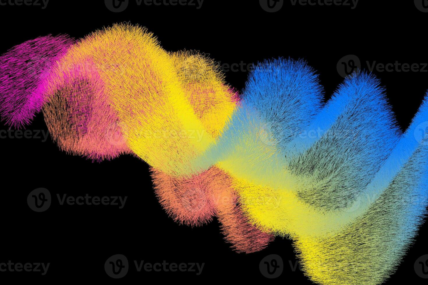 hand drawn abstract with wave line effect and black background photo