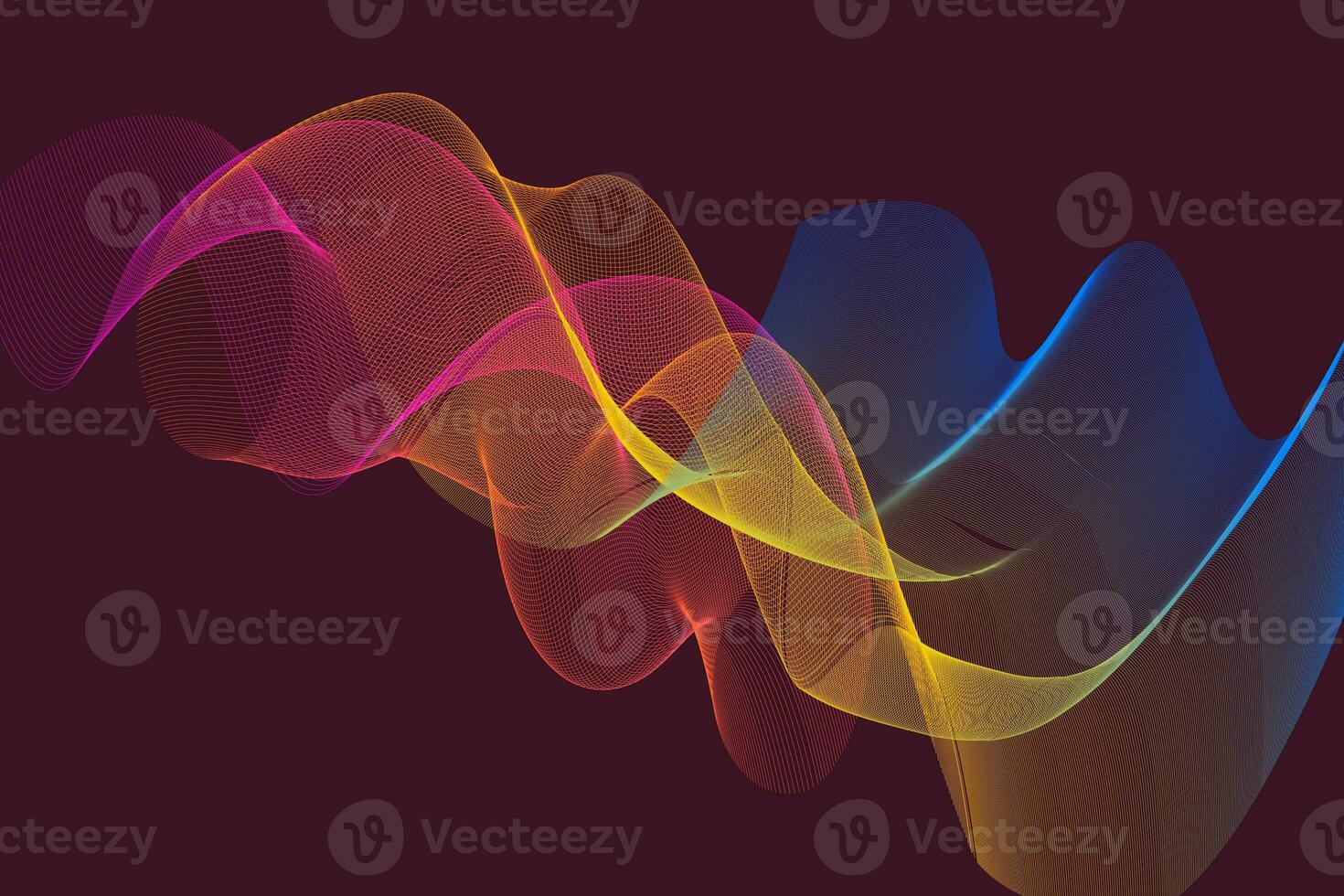 hand drawn abstract with wave line effect and black background photo
