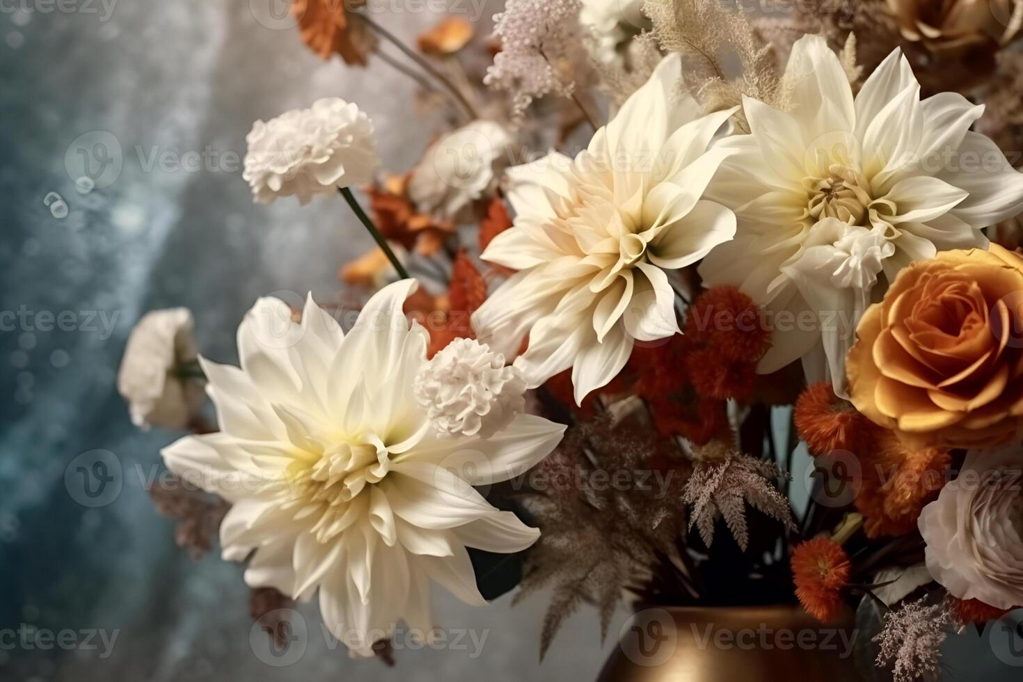 vintage tender flowers in different colors with free space on the left photo