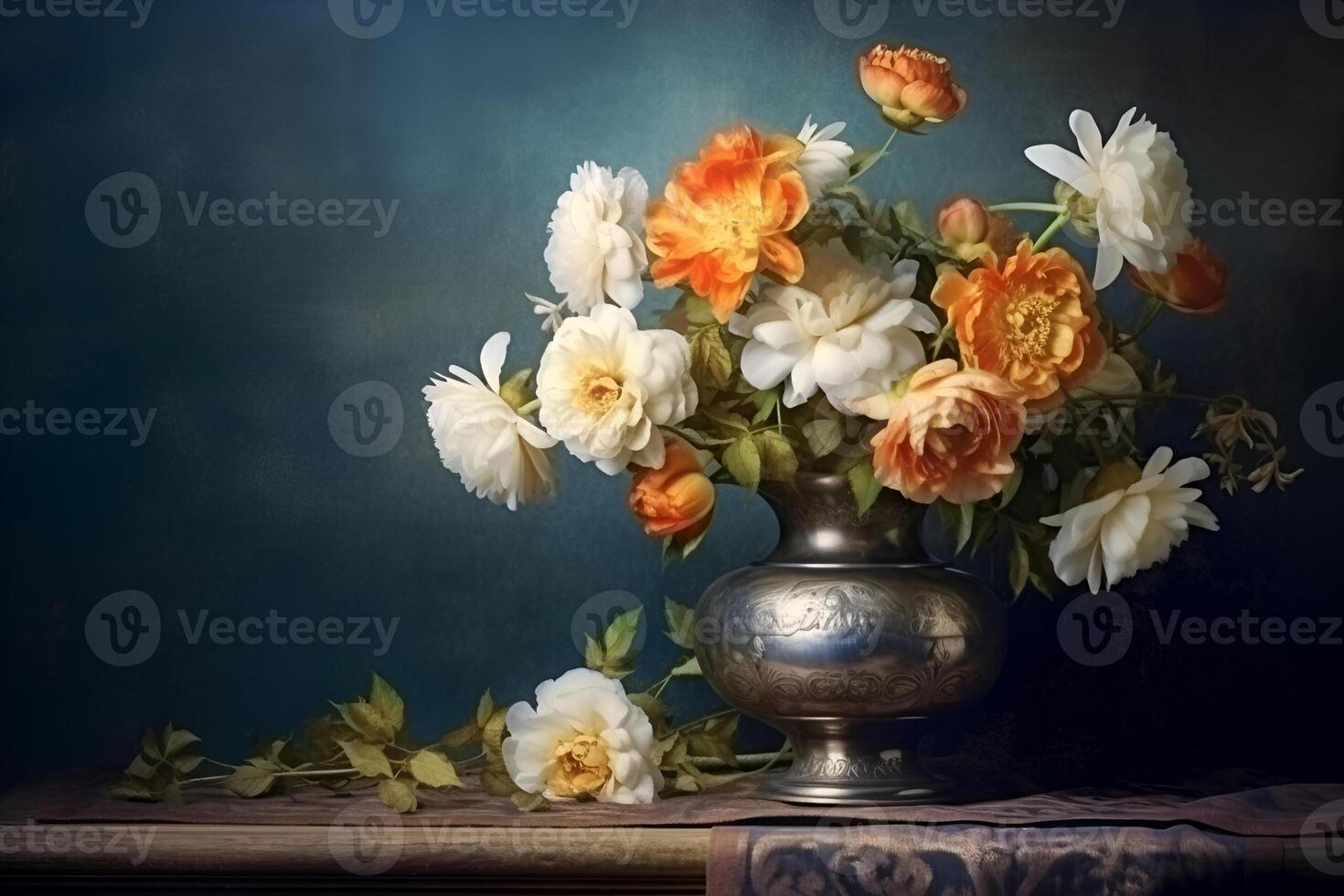 vintage tender flowers in different colors with free space on the left photo