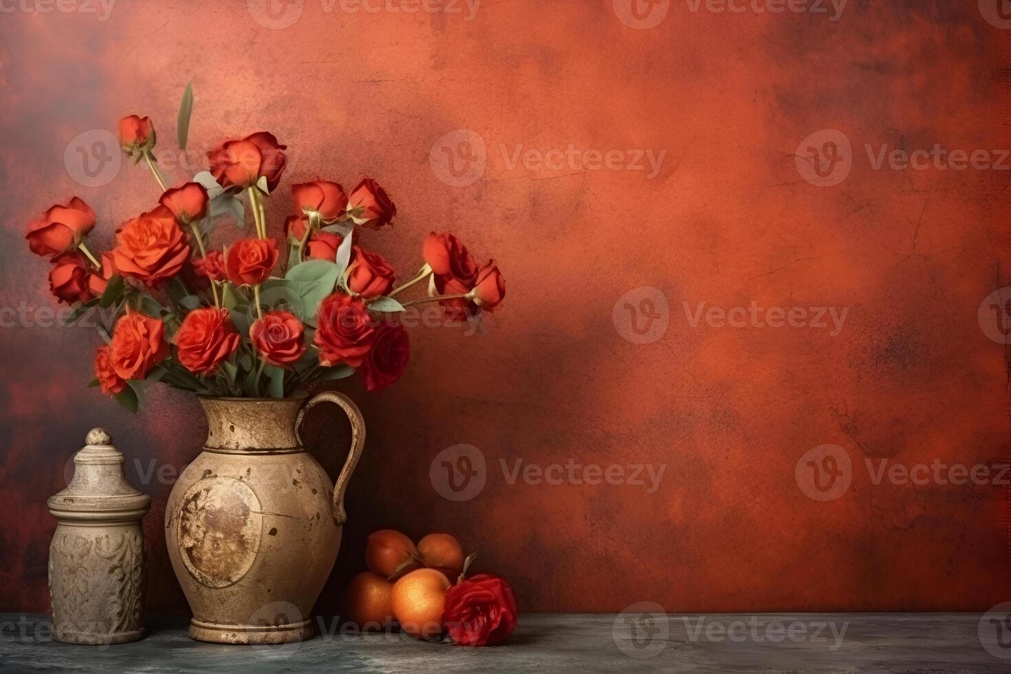 vintage tender flowers in different colors with free space on the left photo