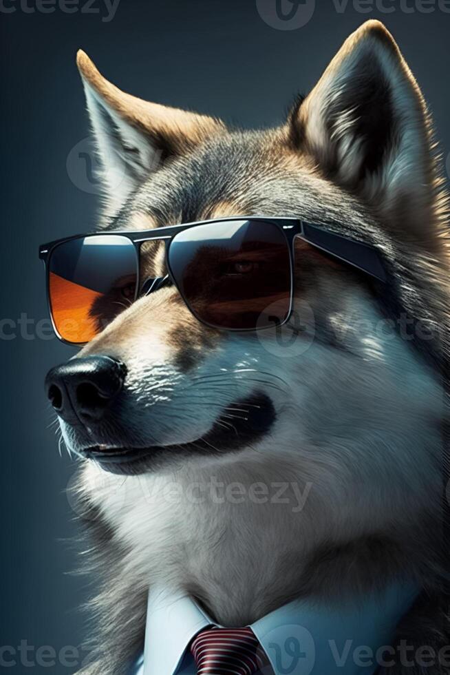 ai generado lobo en Dom lentes foto