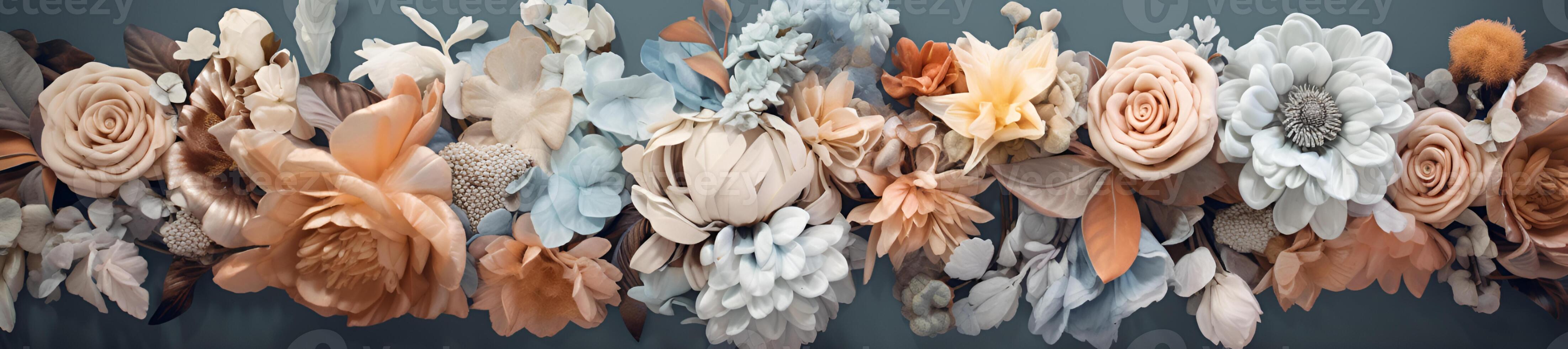vintage tender flowers in different colors with free space on the left photo