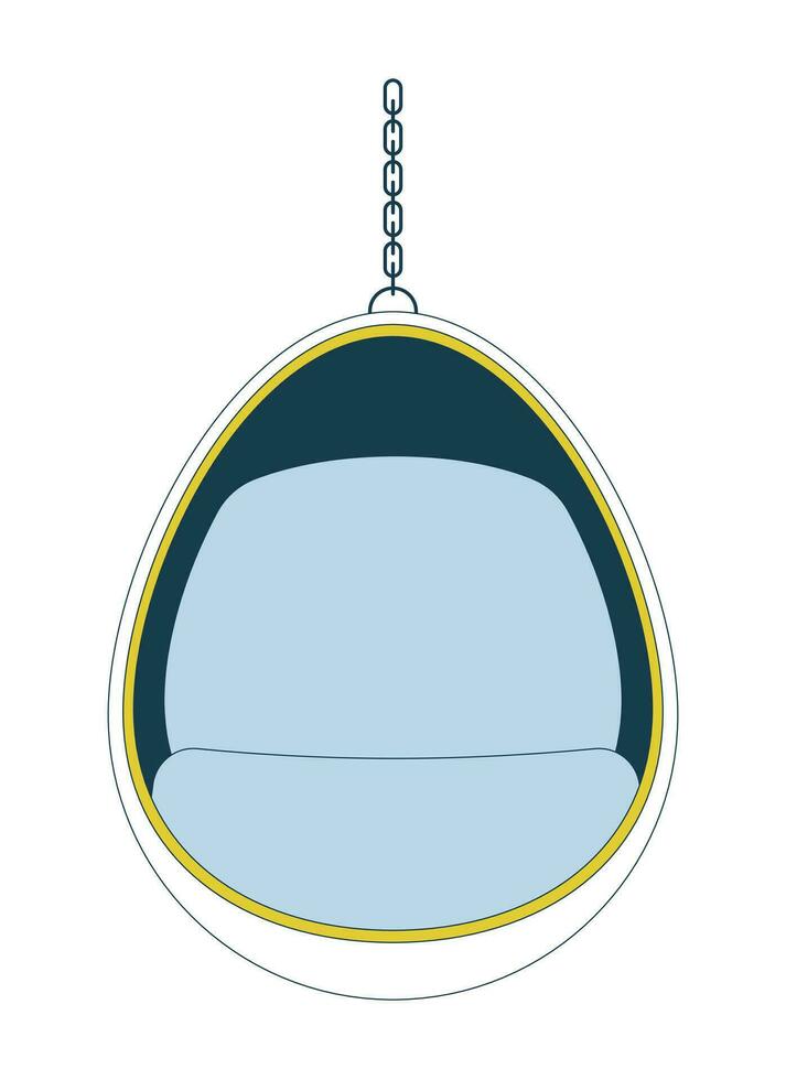 Hanging egg chair flat line color isolated vector object. Hammock seat. Cozy swing chair. Editable clip art image on white background. Simple outline cartoon spot illustration for web design