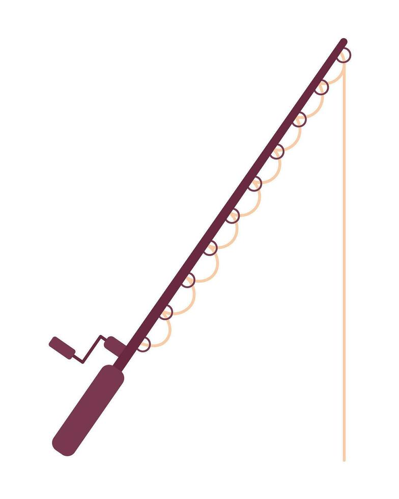 Fishing rod semi flat colour vector object. Recreational sport equipment. Fishing tackle. Editable cartoon clip art icon on white background. Simple spot illustration for web graphic design